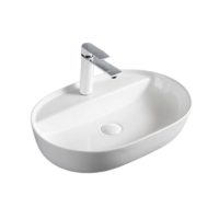 Umywalka nablatowa – 60cm owalna, z półką i otworem na baterię, z przelewem. Elegancka i funkcjonalna ceramika do większych łazienek.